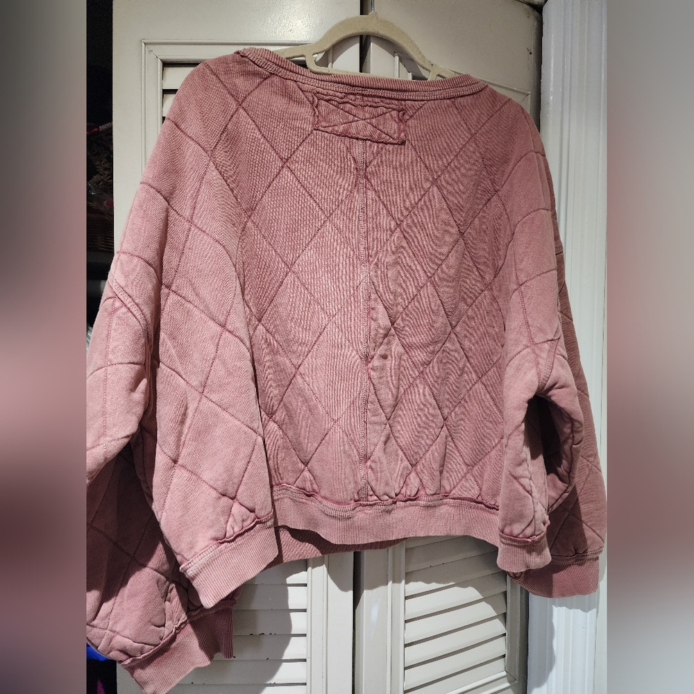 Free People We The Free Mirage Pullover Sweatshirt Top Diamond Quilted L NWT - Picture 7 of 9